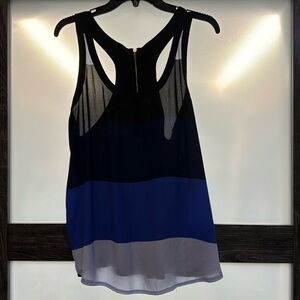 Express Silky Tank Black/Varies shades of blue L